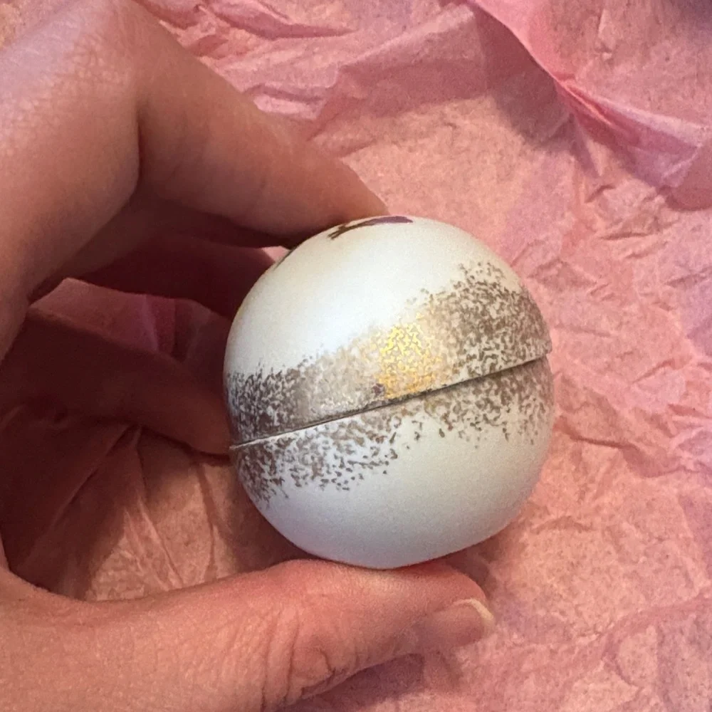 Hand-Painted Floral Egg Trinket Box in White and Purple